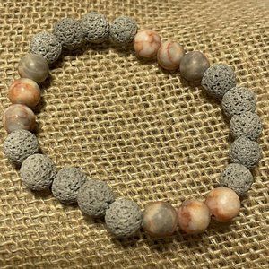 pink jasper Gray  lava pumice stone stretch bracelet healing powers Oil Diffuser